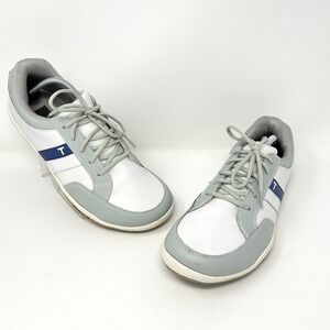 TRUE Linkswear Shoes Mens Size 11 White Gray Blue Leather‎ Golf Sneakers Low Top